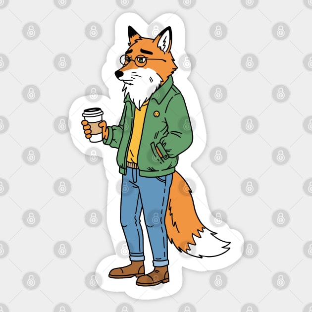 Sleepy Hipster Fox Sticker by enrynz
